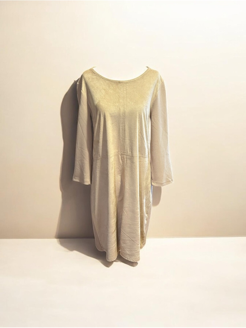 Women's Gold Midi Dress with 3/4 Sleeves